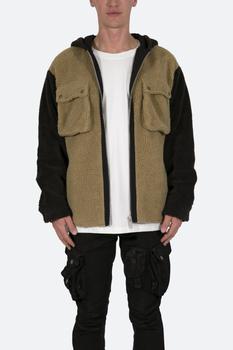 MNML | Two Tone Sherpa Zip Up Hoodie - Brown商品图片,额外7折, 额外七折