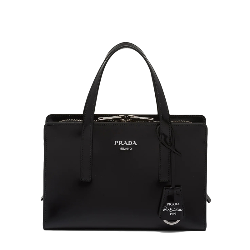 Prada | PRADA/普拉达 22新款Re-Edition 1995系列 女士迷你款黑色皮革热印徽标配拉链式隔层单肩斜挎手提包商品图片,额外9.5折, 包邮包税, 额外九五折