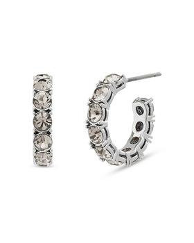 商品Coach | Crystal Tennis Huggie Hoop Earrings in Silver Tone,商家Bloomingdale's,价格¥577图片