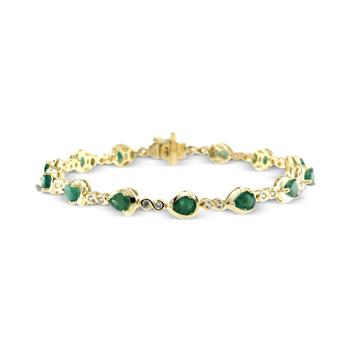 商品Macy's | Emerald (7 ct. t.w.) & White Topaz (1-3/8 ct. t.w.) Pear Infinity Link Bracelet in Gold-Plated Sterling Silver (Also in Sapphire, Ruby & Tanzanite),商家Macy's,价格¥4007图片