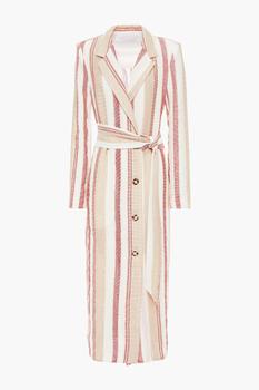 ROLAND MOURET, ROLAND MOURET | Selwood belted striped jacquard coat商品图片 3折