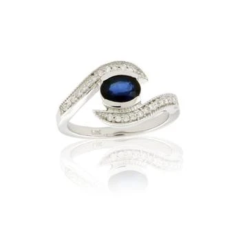 Suzy Levian | Suzy Levian Modern September Birthstone 14K Gold Sapphire and Diamond 1.09 TCW Ring,商家Premium Outlets,价格¥9779