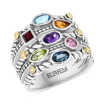 商品EFFY® Multi-Gemstone (1-1/3 ct. t.w.) Multi-Row Ring in Sterling Silver图片