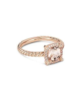 David Yurman | Petite Châtelaine® Pavé Bezel Ring in 18K Rose Gold with Morganite,商家Bloomingdale's,价格¥15422