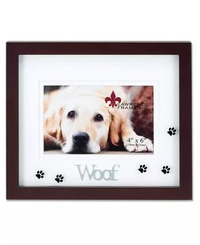 Lawrence Frames | Walnut Wood Woof Picture Frame - Matted Shadow Box Dog Frame - 4" x 6",商家Macy's,价格¥217