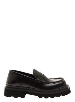 推荐Black Squared-Toe Loafers With Chunky Platform In Leather商品