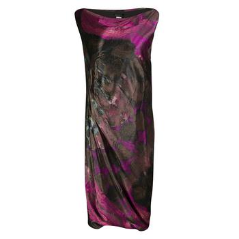 推荐Alberta Ferretti Multicolor Printed Draped Sleeveless Dress M商品