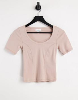 Topshop | Topshop short sleeve scoop t-shirt in nude/beige商品图片,8.7折