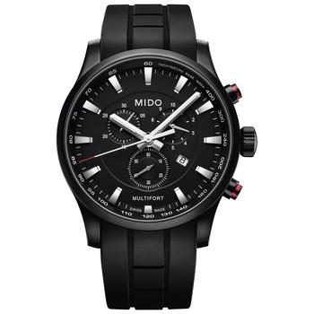 MIDO | Men's Swiss Chronograph Multifort Black Rubber Strap Watch 42mm商品图片,