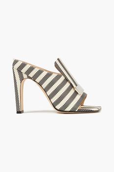 Sergio Rossi | sr1 embellished striped jacquard mules商品图片,5折