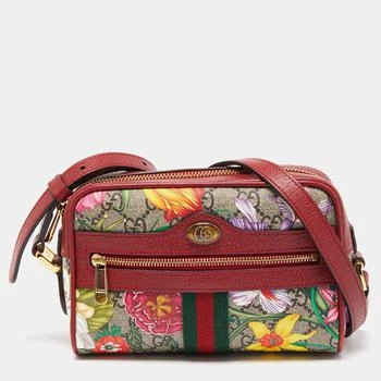 推荐Gucci Red/Beige GG Supreme Canvas Mini Floral Ophidia Crossbody Bag商品