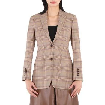 Burberry | Ladies Dark Honey Check Oversized Tailored Blazer Jacket 1.6折