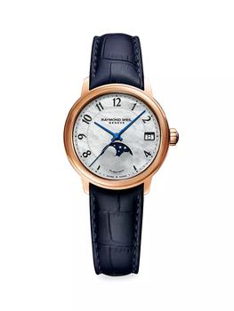 Maestro Moon Phase Mother-Of-Pearl Leather Watch