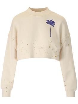 Palm Angels | Palm Angels Pxp Painted Crewneck Cropped Sweatshirt商品图片,9折