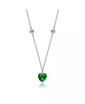 GiGiGirl | Gigi Girl Teens Sterling Silver White Gold Plated and Colored Cubic Zirconia Heart Necklace,商家Macy's,价格¥260