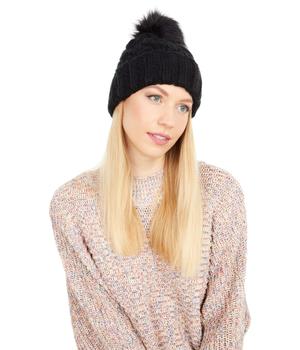 ugg帽子, UGG | Knit Cable Beanie with Faux Fur Pom商品图片 