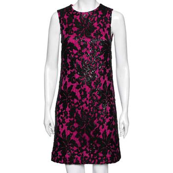 product Diane von Furstenberg Pink Sequin Embellished Lace Kaleb Dress S image