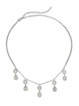 商品Rhodium-Plated, Labradorite & 1.46 TCW Diamond Pendant Necklace图片