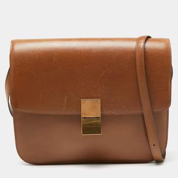 推荐Celine Brown Leather Large Classic Box Shoulder Bag商品