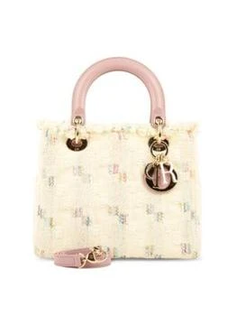 [二手商品] Dior | Medium Lady Dior Tweed GHW Cannage Top Handle Bag 