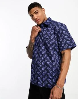 Lacoste | Lacoste relaxed fit all over logo short sleeve shirt in navy 5.5折