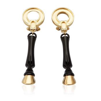 Burberry | Resin And Gold-plated Hoof Drop Earrings In Black / Light Gold商品图片,7折, 满$275减$25, 满减
