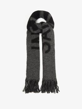 推荐Logo-jacquard fringed wool-blend scarf商品