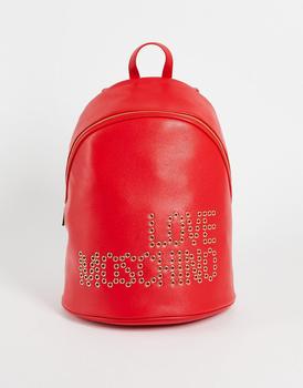 推荐Love Moschino stud logo backpack in red商品