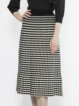 商品Gracia | Square Printed A-Line Flare Midi Knit Skirt,商家Lord & Taylor,价格¥226图片