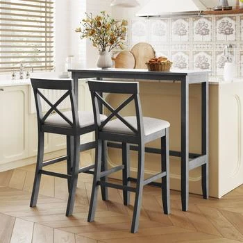 Streamdale Furniture | Streamdale Farmhouse 48" Bar Height Dining Set with 2 Chairs, Brown/White/Beige,商家Premium Outlets,价格¥3265