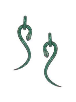 Eye Candy LA | The Luxe Snake Pavé Crystal Drop Earrings商品图片,5折