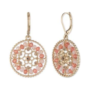 Lonna & Lilly | Gold-Tone Crystal & Stone Beaded Openwork Flower Drop Earrings 独家减免邮费