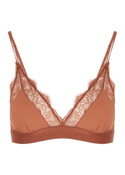 LOVE STORIES, LOVE STORIES | Love Lace brown lace-trimmed soft-cup bra商品图片 