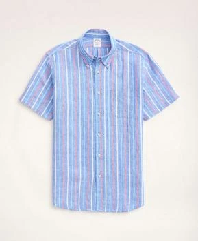 推荐Regent Regular-Fit Short-Sleeve Stripe Linen Sport Shirt商品