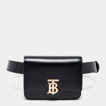 burberry腰包, [二手商品] Burberry | Burberry Black Leather TB Bum Bag商品图片 9.4折