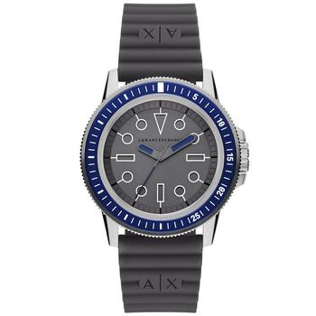 Armani Exchange | Men's Three-Hand Gray Silicone Strap Watch, 42mm商品图片,