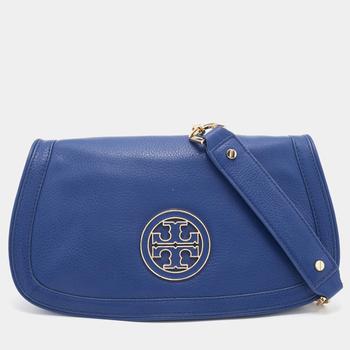 推荐Tory Burch Blue Leather Britten Shoulder Bag商品