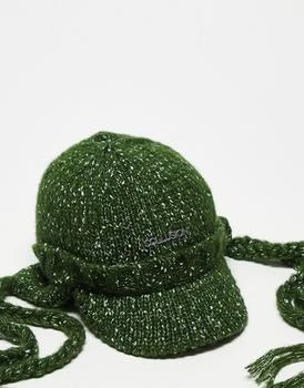 COLLUSION | COLLUSION Unisex knitted cap with tassels in green 4折