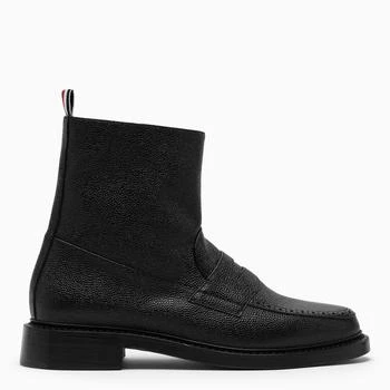 推荐Black grained leather ankle boots商品