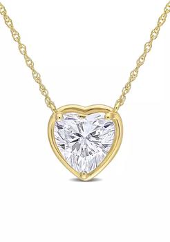 商品2 ct. t.w. Created Moissanite Heart Necklace in 10k Yellow Gold图片