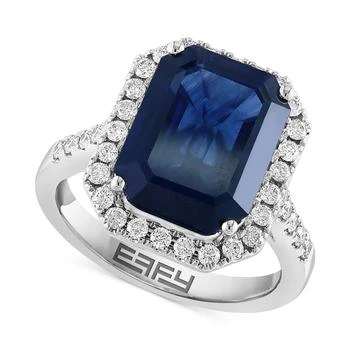Effy | EFFY® Sapphire (7-1/8 ct. t.w.) & Diamond (1/2 ct. t.w.) Halo Ring in 14k White Gold,商家Macy's,价格¥66914