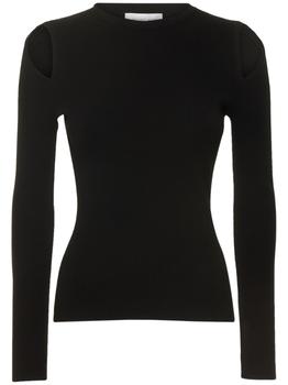 Michael Kors | Ribbed Jersey Cutout Crewneck Sweater商品图片,5折×额外7.5折, 额外七五折