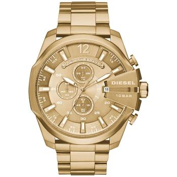 Diesel | Men's Chronograph Mega Chief Gold-Tone Stainless Steel Bracelet Watch 59x51mm商品图片,