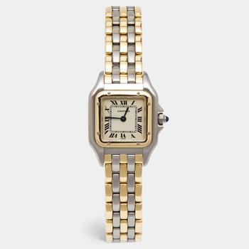 Cartier | Cartier Cream 18K Yellow Gold Stainless Panthere 112000R Women's Wristwatch 23 mm商品图片,