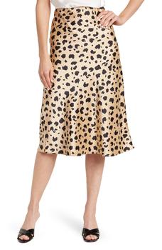 推荐Cheetah Print Satin Midi Skirt商品