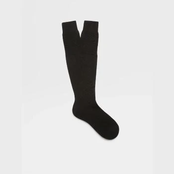 Zegna | 包邮包税【预售7天发货】 ZEGNA杰尼亚 23秋冬 男士 袜子 Black Cotton Socks N4V10-011-001 包邮包税