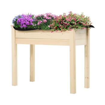 商品Elevated Natural Garden Plant Stand Outdoor Flower Bed Box Wooden图片