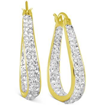 商品Crystal In & Out Teardrop Hoop Earrings in Silver Plate, Gold-Plate or Rose Gold Plate图片
