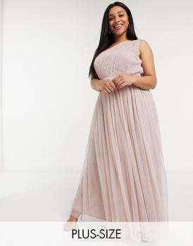 推荐Anaya With Love Plus Bridesmaid tulle one shoulder maxi dress in pink商品