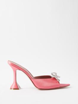 amina muaddi是什么牌子, Amina Muaddi | Rosie 95 crystal-bow satin mules商品图片 